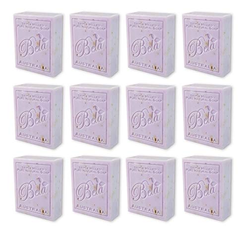 Bela Bath & Beauty, Lavender & Flower, Triple French Milled Moisturizing Soap Bars, No Harsh Ingredients, 3.3 Oz. Each - 12 Pack #TOP18