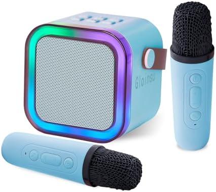 Portable Karaoke Machine With 2 Wireless Mics – Bluetooth 5.0 Speaker With Lights For Kids & Adults