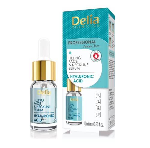 Delia Cosmetics - Suero de relleno - Tratamiento antiarrugas, hidratante con ácido hialurónico para todo tipo de piel - Sérum 100% cara y cuello - Sin parabenos - 10 ml - Transparente