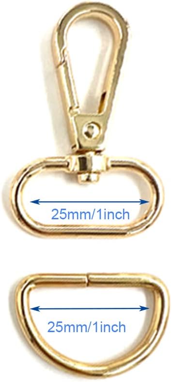 10 Sets 25mm Lobster Clasp Claw Swivel with D-Rings for Lobster Clasps Hooks Swivel Snap Fashion Clips