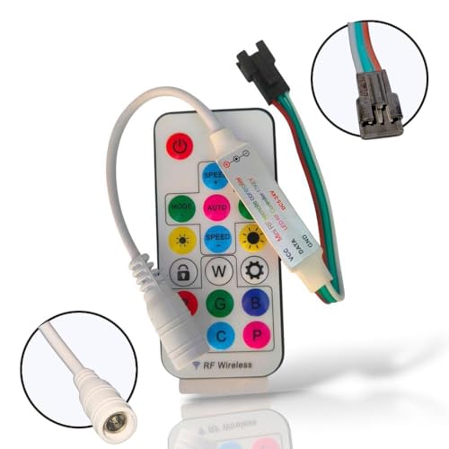 Image of Pixel RGB LED Controller WS2811 WS2812B 3 Pin Addressable LED Strip Lights 17 Key RF Remote Long Range Wireless Lighting Controller Room Decor