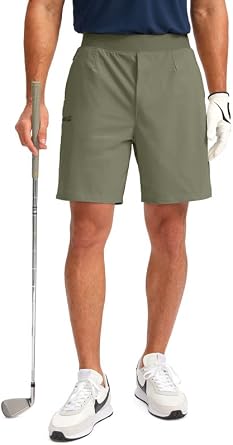 Viodia Mens 7" Golf Shorts with 5 Pockets Elastic Waist Dry Fit Stretch Shorts for Men Hiking Casual Athletic