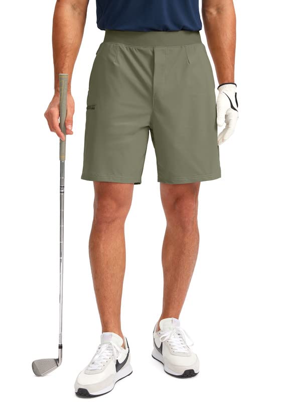 Viodia Men's 7" Golf Shorts with 5 Pockets Elastic Waist Dry Fit Stretch Shorts for Men Hiking Casual Athletic