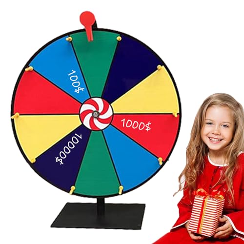 SOPTEC Fortune Wheel Tabletop Roulette Spinner | 11.8 Inch With Stand 10 Grid Erasable Carnival Game for Trade Show