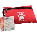 One Step Pet Travel First Aid Kit, Includes 28 Premium Items, Tick Remover, Syringe, Bandages, Wipes, Travel Sized First Aid For Dogs, Cats and all Other Pets