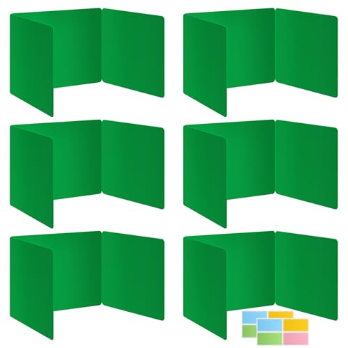 6 Pack Green Desk Dividers for Students, Privacy Shields Folder for Students, Durable & Waterproof Plastic Study Board, Classroom Teacher Supplies Test Divider, Includes Extra Labels
