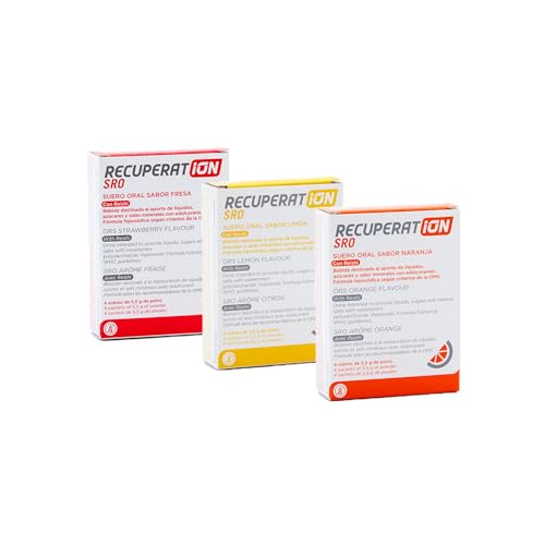 Recuperat-ion - Suero Oral, Rehidratación Diarreas, Vómitos y Resaca, Para Niños, Trabajadores de Altas Temperaturas o Personas con Sudoración Profusa, Prebiótica y Protectora (Pack 3 uds Variado)