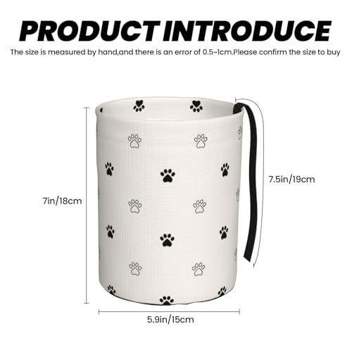 Image of Small Car Trash Can, Beige Dog Paw Design Hanging Foldable Car Trash Bag, Waterproof Leakproof Garbage Bin, Car Interior Organizer Accessories