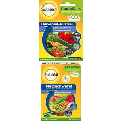 Solabiol zur Bekämpfung von Pilzkrankheiten wie Echter Mehltau und Rost an Zierpflanzen und Gemüse + Netzschwefel