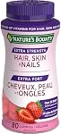 NATURE'S BOUNTY Cheveux, Peau & Ongles Extra Force, Gélifiés, Aide à Maintenir la Santé des Cheveux & de la Peau, Favorise des Ongles Plus Épais et Plus Sains & des Cheveux Plus Forts et Plus Épais, Saveur Crème de Fraise, 200 g