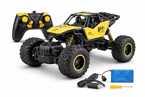 Image of Negi Off-Road Rock Crawler RC Car - 1:16 Scale Alloy Monster Truck with Smoke Effect for Kids (multicolours)