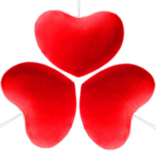 3 Pieces Valentine Heart Plush Hanging Heart Throw Pillows Plush Heart Cushion Plush Symbol Figure Accessories For Valentine's Day, Living Room, Office (Red) #TOP6