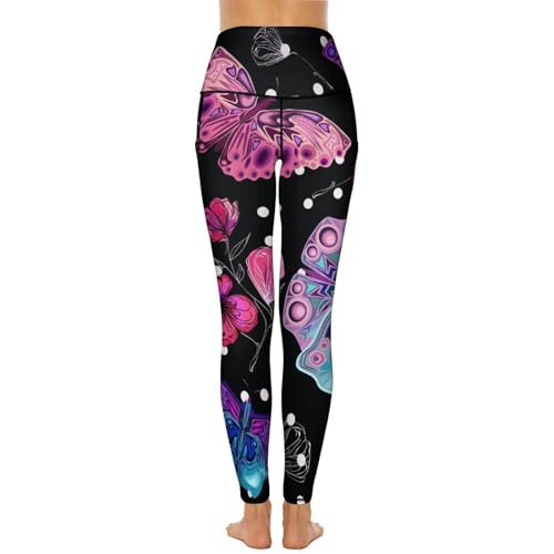 Legging de yoga imprimé fleurs papillons pour gym et jogging