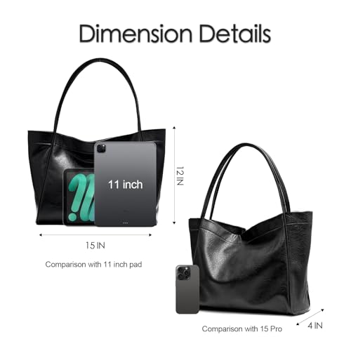 Image of Large Tote Bag for Women Purses for Women Shoulder Bag Durable Vegan Leather Handbag Purse for Women Everyday Work