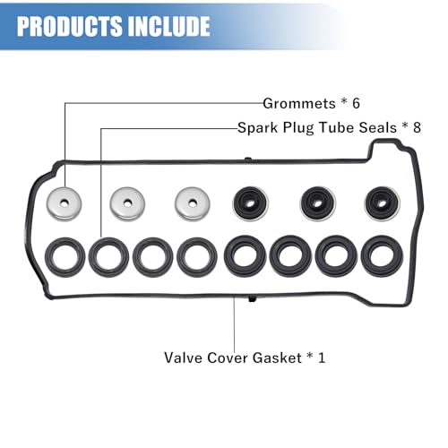 Image of Sorello Engine Cylinder Valve Cover Gasket Set Compatible with Acura CSX RDX RSX TSX for Honda Accord Civic CR-V Element - Replace VS50614R ES73071