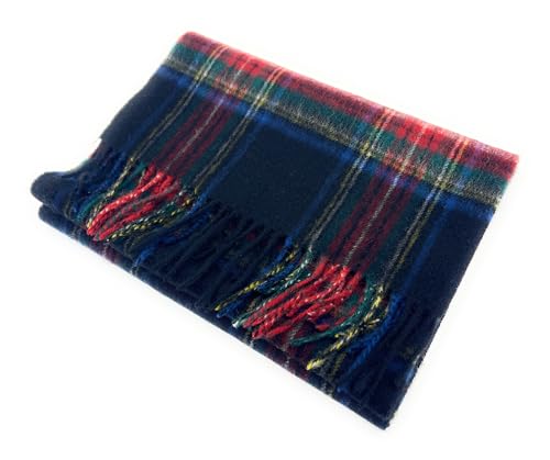 Image of 100% Soft Lambswool Clan Tartan Scarf Unisex 30cm x 180cm (Stewart Black)
