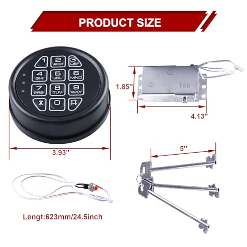 Black Gun Safe Lock Kit – Electronic Keypad with Solenoid Lock, 2 Override Keys, Reset Cable, Circuit Board & Alarm Horn – Universal Replacement for Safe Boxes & Rifle Safes by BaVekHak - Image 2