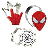 Foose Cookie Cutters Super Hero Cookie Cutter 3 Pc Set, 4-4.5 in, Spider Web Tin Plate Steel, USA