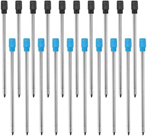 JKDHJK 20 Pcs Replaceable Metal Ballpoint Pen Refills Writing Ballpoint Pen Refills School Office Bullet Ball Point Pen Refill for Crystal Diamond Pen10 Pcs Black + 10 Pcs Blue