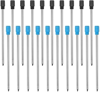 JKDHJK 20 Pcs Replaceable Metal Ballpoint Pen Refills Writing Ballpoint Pen Refills School Office Bullet Ball Point Pen Refill for Crystal Diamond Pen10 Pcs Black + 10 Pcs Blue