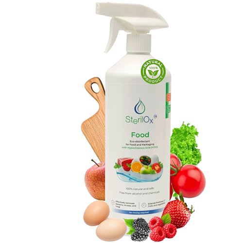 SterilOx 1000 ml – Higienizante Alimentario 100 % Natural con Ácido Hipocloroso | Para Alimentos, Utensilios y Superficies | Elimina Olores | Sin Alcohol ni Enjuague – Listo para Usar
