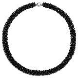 Esbbela Hand Knotted Beads Statement Necklace Artificial Crystal Choker for Women- Handmade Beaded Strand Sparkly Faceted Crystal Rondelle-17inches, Black