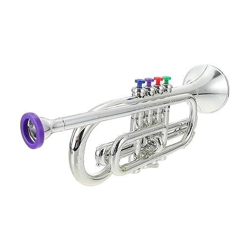 FOYTOKI Four-Tone Trumpet for Boys and Girls Musical Instrument Toy Trumpet Realistic Sound Design Abs Plastic Silver