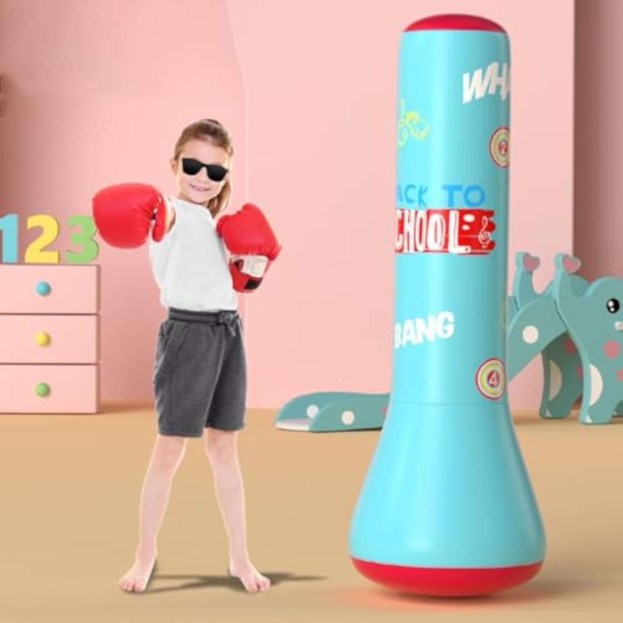 Kids Heavy Punching Bag with Boxing Gloves for Training