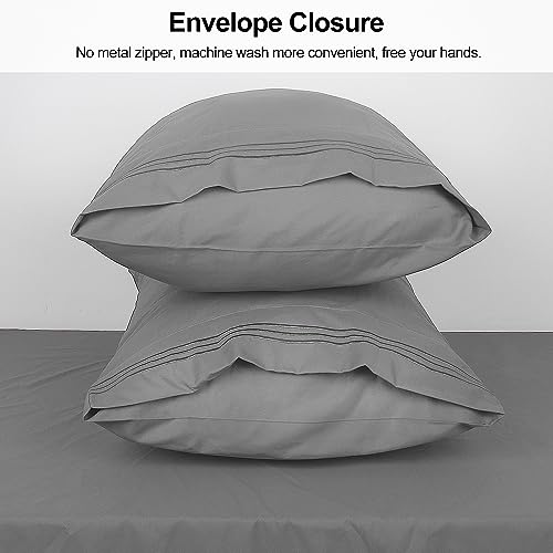 Lirex 2er Pack kissenbezug 50 x 101 cm, Weiche Gebürstete Mikrofaser-Kissenbezüge, Hotelverschluss kopfkissen bezug，Kopfkissenbezug aus weichem Mikrofaser ，Oeko-TEX Zertifiziert (Grau)