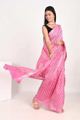 The House of RajPadmini pink maheshwari silk saree – image 6