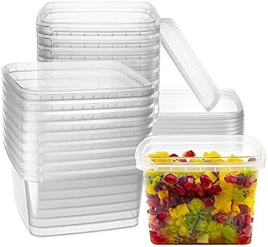 NYHI 16 oz Deli Containers with Lids 20 Pack, Square Clear Plastic Containers with Lids BPA Free, Airtight Soup Containers with Lids for Meal Prep, Take Out & Food Storage