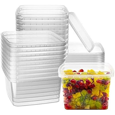 NYHI 16 oz Deli Containers with Lids 20 Pack, Square Clear Plastic Containers with Lids BPA Free, Airtight Soup Containers with Lids for Meal Prep, Take Out & Food Storage