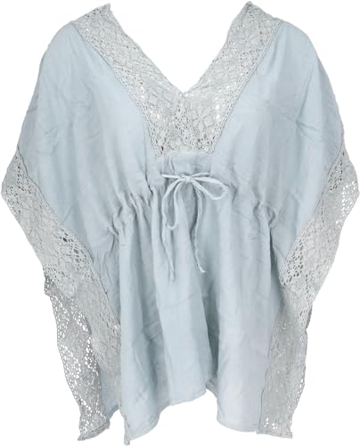 Chemisier caftan court femme bleu coton tunique alternative taille 40 42