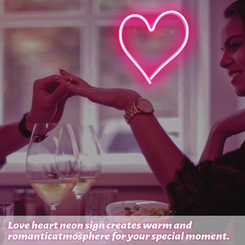 Enseigne Néon Cœur LED Lampe Murale Romantique Amour Rose – vue 6