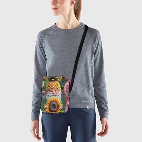 VIGTRO Small Crossbody Bag for Women Men, Flamingo Sunflower Gnome Messenger Bag Purse with Adjustable Strap, Spring Summer Small Shoulder Bag for Travel Outdoor Sports2