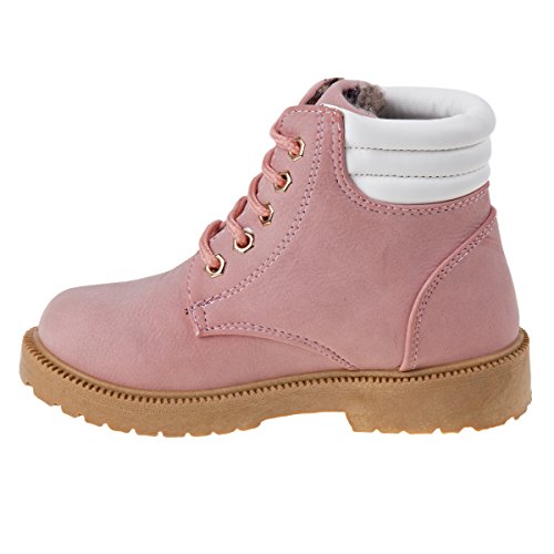 Rugged Bear Kids Hiking Outdoor Waterproof Lace-Up Comfort Urban Styled Boots - Pink (Size 13 Little Kid) #TOP2