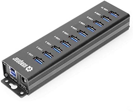 10-Port USB 3.2 Gen 1 Mountable Charging and SuperSpeed Data Hub with 5V/2A Power Adapter and USB Type-A to Type-B Cable Up to 900mA per Port Charging Function Wall and Surface Mounting