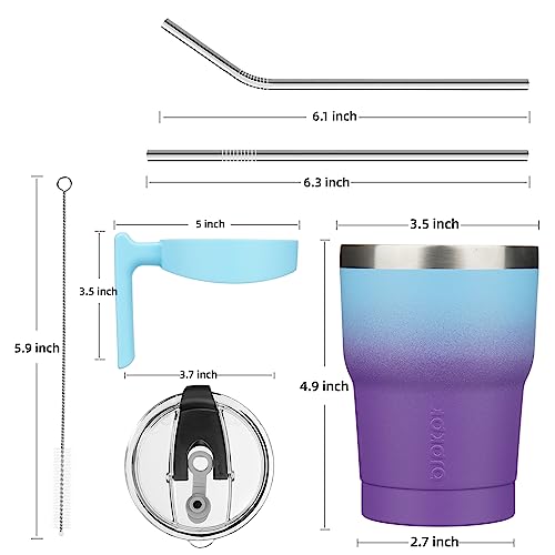 Image of BJPKPK 10 oz Mini Tumbler with Lid, Straw & Handle, Insulated Steel Cup