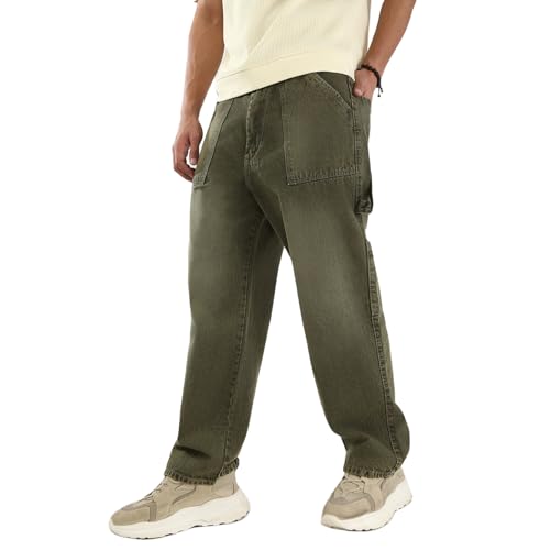 Image of Urbano Fashion Men's Loose Baggy Fit Cargo Carpenter Jeans with 6 Pockets Non-Stretchable