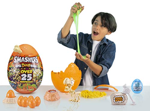 Smashers Epic Dino Egg Collectibles Brontosaurus Series 3 Dino by ZURU - with Over 25 Surprises, Slime, Fossil Toy, Ice Age Putty, Dinosaur Toys, Brontosaurus