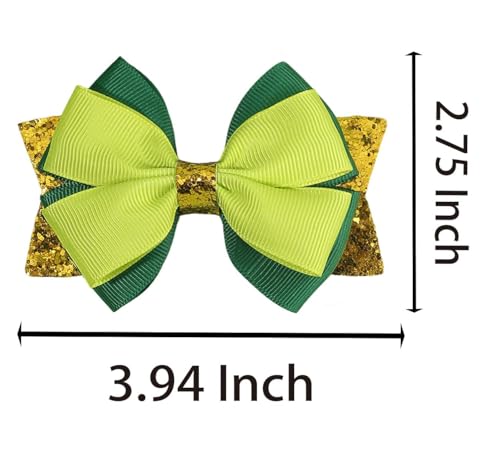 Broche para cabello con moño brillante verde dorado para mujeres y niñas, accesorios para el Día de San Patricio miniatura 3