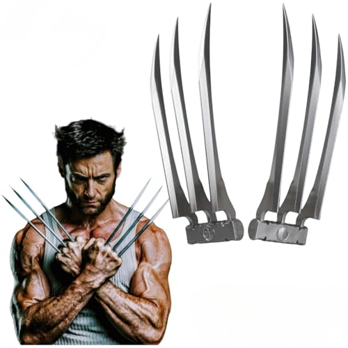 Garras de superhéroe, garras de lobo con asas de plástico para adultos, garras de lobo para accesorios de cosplay de Halloween, juego de 2, un par de plata, Blanco, Exera, Blanco, Exera