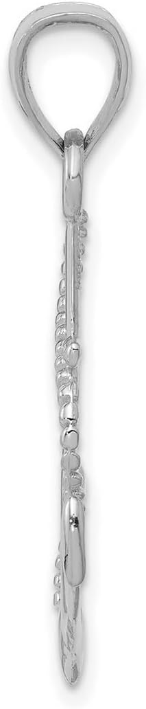 JewelryWeb 14k White Gold Gold Polished Nautical Ship Mariner Anchor With Rope Pendant Necklace 25.9mm long Pendant for Women - Image 3