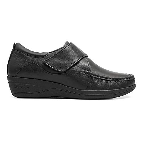 Sapato Feminino confort couro sola Anabela 084 mager (35, 084 preto)