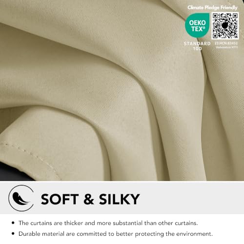 Deconovo Blackout Curtains 95 Inch Long, 2 Panels for Bedroom, Beige by Deconovo - Used condition - Image 2