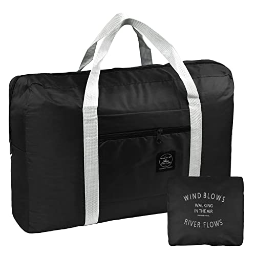 Travel Tote Bag,For Spirit Airlines Personal Item Bag 18X14X8 Foldable Travel Duffel Bag Tote Lightweight Weekender Overnight Carry On Luggage Bag For Women And Men (Black) #TOP25