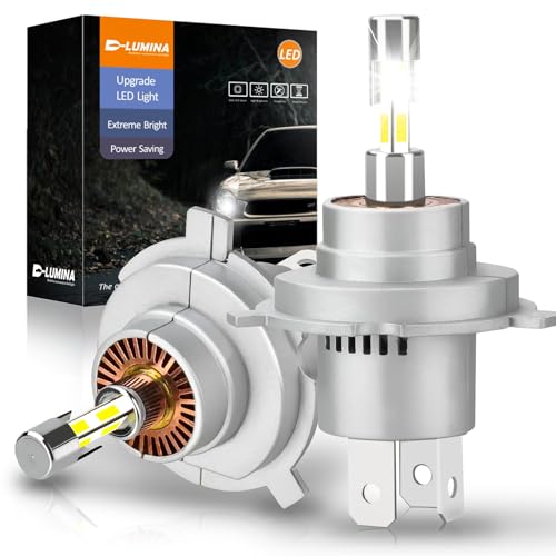D-Lumina Ampoule LED H4 360° éclairage, 120W 28000LM,Lampe pour LED H4 Voiture 12V Blanc 6500K, kit de Phares 600% Super Lumineux de Remplacement pour Halogène