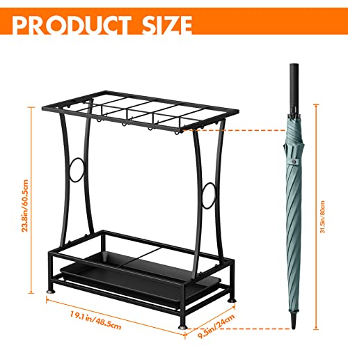 image for YOCOMEY Metal Umbrella Holder Stand with Removable Drip Tray, Industri
