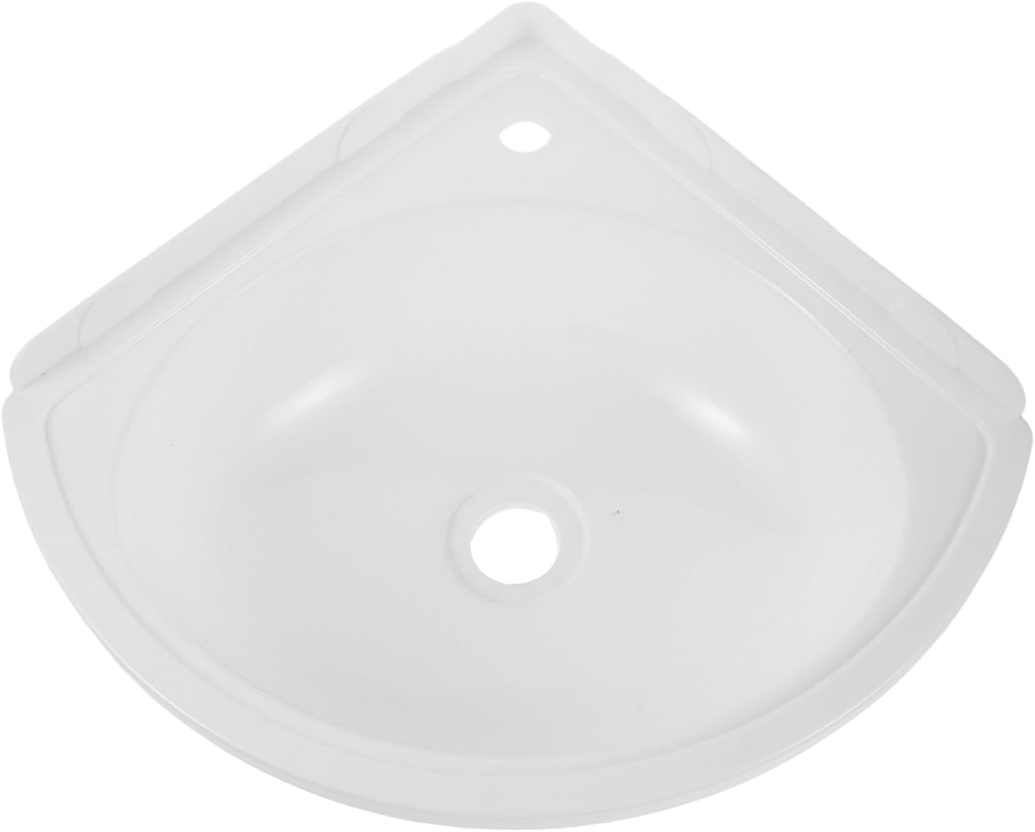 SECFOU Corner Wall Mounted Bathroom Sink White Plastic Triangular Hand Basin with Faucet Hole Easy Installation and Smooth Water Flow for Bathroom and Rv Use