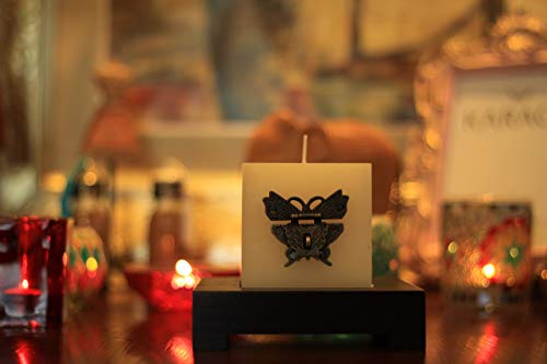 Creative Design Decorations Square Unscented Pillar Candle Holders In Square Solid Wood Holder . The Candle Inlay Chinese Tradition Art Metal Lock Catch By Handwork. For Room Decor (Butterfly Locks) #TOP1